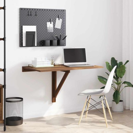 Mesa de pared plegable contrachapada marrón roble 100x60x56 cm