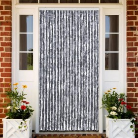 Cortina mosquitera de chenilla plateada 90x220 cm