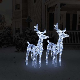 Renos de Navidad 2 unidades 80 LED blanco frío acrílico