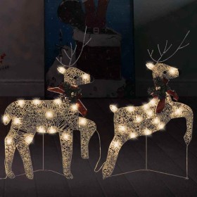 Renos de Navidad 2 unidades 40 LED dorado
