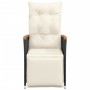 Sillón reclinable de jardín con cojines ratán sintético negro