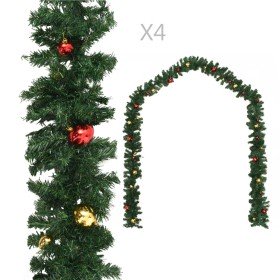 Guirnaldas de Navidad con bolas 4 unidades PVC verde 270 cm Guirnaldas de Navidad con bolas 4 unidades PVC verde 270 cm
