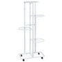 Soporte para flores 5 alturas ruedas hierro blanco 44x23x100cm