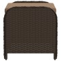 Taburete de jardín con cojín ratán sintético marrón 58x46x46 cm