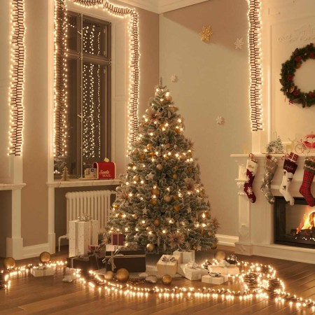 Tira de luces de racimo con 400 LED PVC blanco cálido 7,4 m