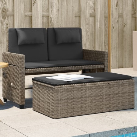 Sillón reclinable de jardín con cojines ratán sintético gris en Bancos de jardín | Comprar online en Foro24