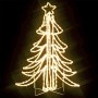 Figura árbol Navidad plegable 3 pzas blanco cálido 87x87x93 cm