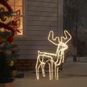 Figuras renos Navidad con cabezas móviles blanco cálido