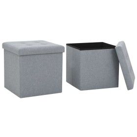 Taburetes almacenaje plegables 2 uds lino sintético gris claro by vidaXL, Folding stools and chairs - Ref: Foro24-247080, Pri...