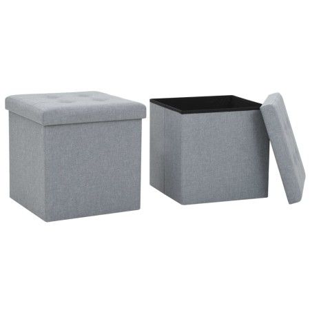 Faltbare Aufbewahrungshocker, 2 Stück, hellgraues Kunstleinen von vidaXL, Klapphocker und Stühle - Ref: Foro24-247080, Preis:...