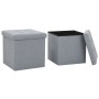 Taburetes almacenaje plegables 2 uds lino sintético gris claro by vidaXL, Folding stools and chairs - Ref: Foro24-247080, Pri...