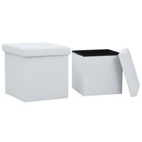 Folding storage stools 2 pcs white synthetic leather by vidaXL, Folding stools and chairs - Ref: Foro24-247084, Price: 41,75 ...