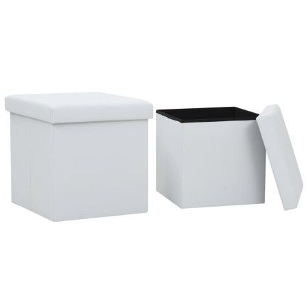 Klappbare Aufbewahrungshocker, 2 Stück, weißes Kunstleder von vidaXL, Klapphocker und Stühle - Ref: Foro24-247084, Preis: 41,...