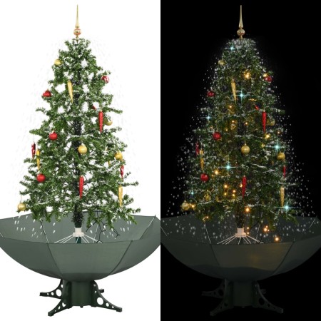 Árbol de Navidad con nieve con base en paraguas verde 170 cm