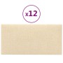 Paneles de pared 12 uds tela color crema 30x15 cm 0,54 m²