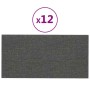 Paneles de pared 12 uds tela gris oscuro 30x15 cm 0,54 m²