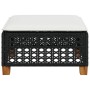 Taburete de jardín y cojín ratán sintético negro 63,5x56x32 cm en Otomanas de exterior | Comprar online en Foro24