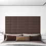 Paneles de pared 12 uds cuero sintético marrón 30x15 cm 0,54 m²