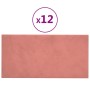 Paneles de pared 12 uds terciopelo rosa 30x15 cm 0,54 m²