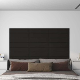 Paneles de pared 12 uds tela negro 60x15 cm 1,08 m²