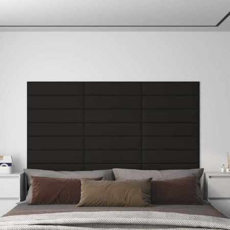 Paneles de pared 12 uds tela negro 60x15 cm 1,08 m²