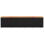 Caja de almacenaje jardín madera acacia ratán negro 220x50x54cm