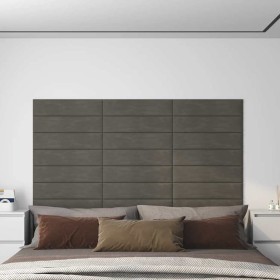 Paneles de pared 12 uds terciopelo gris oscuro 60x15 cm 1,08 m²