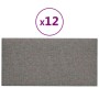Paneles de pared 12 uds tela gris claro 60x30 cm 2,16 m²
