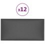 Paneles de pared 12 uds cuero sintético gris 60x30 cm 2,16 m²