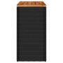 Mesa auxiliar jardín tapa madera ratán PE negro 58x27,5x55 cm