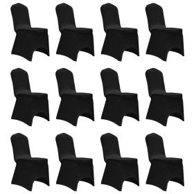 Funda de silla elástica 12 unidades negra