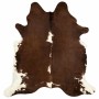 Alfombra de piel de vaca auténtica marrón y blanco 150x170 cm