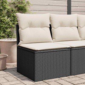 Silla de jardín sin reposabrazos con cojines ratán PE negro en Sofás de exterior | Comprar online en Foro24