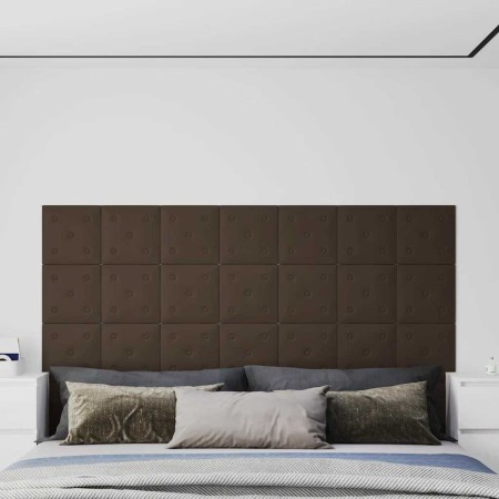 Paneles de pared 12 uds cuero sintético marrón 30x30 cm 1,08 m²