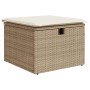 Taburete de jardín con cojín ratán sintético beige 55x55x37cm en Otomanas de exterior | Comprar online en Foro24