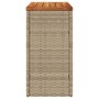 Mesa auxiliar jardín tapa madera ratán PE beige 58x27,5x55 cm