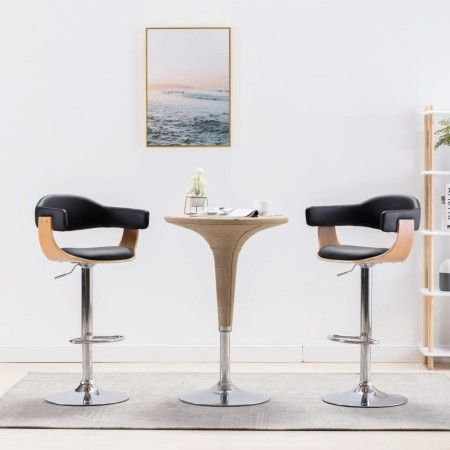 Kitchen stools 2 pcs curved wood black synthetic leather by vidaXL, Kitchen stools - Ref: Foro24-283117, Price: 221,67 €, Dis...