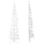 Medio árbol de Navidad artificial con soporte blanco 210 cm