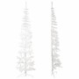 Medio árbol de Navidad artificial con soporte blanco 210 cm