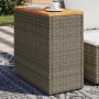 Mesa auxiliar jardín tapa madera ratán PE gris 58x27,5x55 cm