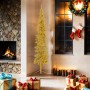 Medio árbol de Navidad artificial con soporte dorado 180 cm