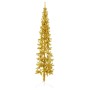 Medio árbol de Navidad artificial con soporte dorado 210 cm