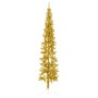 Medio árbol de Navidad artificial con soporte dorado 240 cm