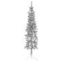Medio árbol de Navidad artificial con soporte plateado 180 cm