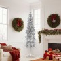 Medio árbol de Navidad artificial con soporte plateado 180 cm