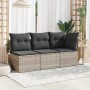 Sofá esquinero de jardín con cojines ratán sintético gris claro en Sofás de exterior | Comprar online en Foro24