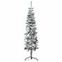 Mitad árbol Navidad artificial delgado con nieve 150 cm