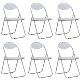 Sillas de comedor plegables 6 unidades cuero sintético blanco Sillas de comedor plegables 6 unidades cuero sintético blanco