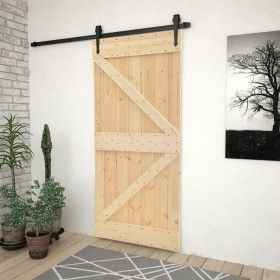 Puerta de madera maciza de pino 90x210 cm