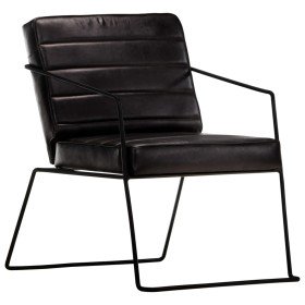 Sillón de cuero auténtico negro Sillón de cuero auténtico negro